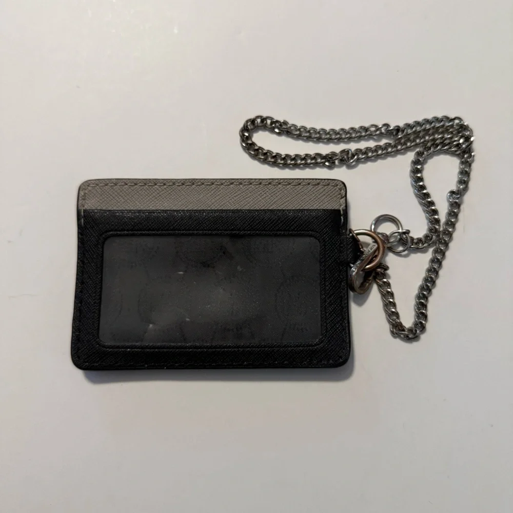 Michael Kors Black and Gray Card Holder with Chain